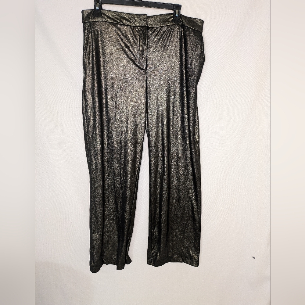 Joie Metallic Gold Black Wide Leg Pants Size 14 Holiday Party Glam